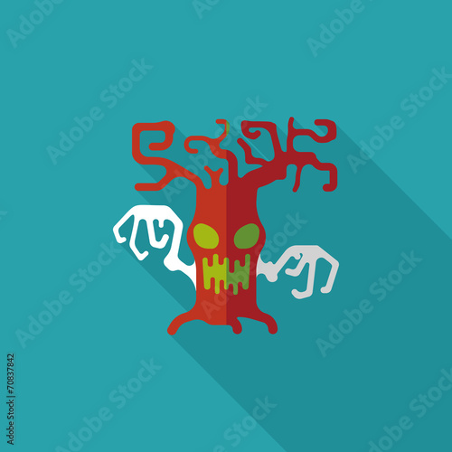 Halloween tree flat icon with long shadow,eps10
