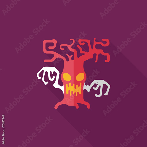 Halloween tree flat icon with long shadow,eps10