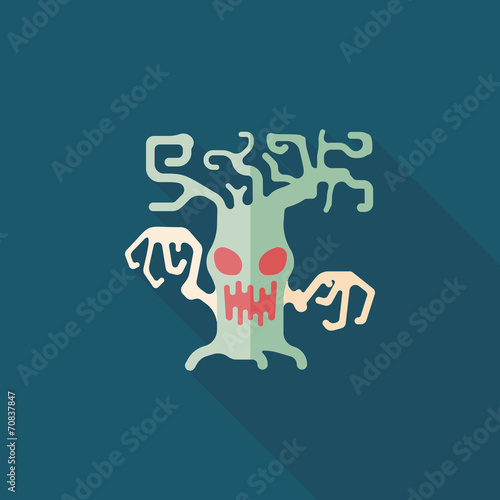 Halloween tree flat icon with long shadow,eps10