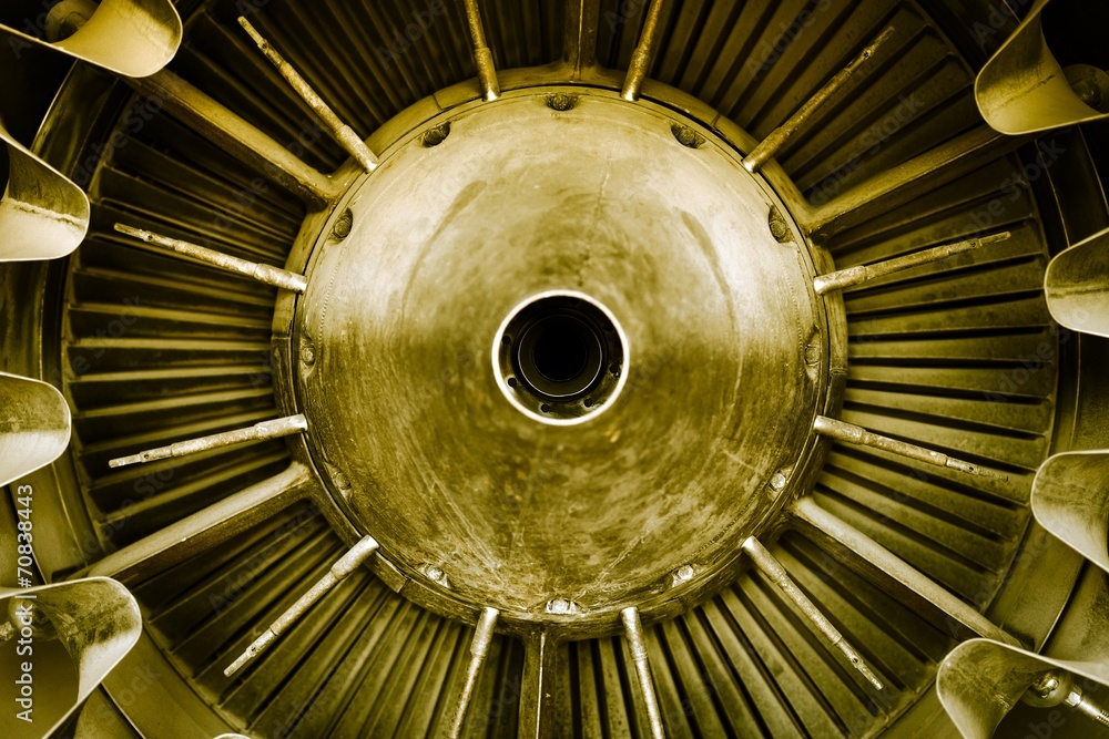 Closeup of a jet engine