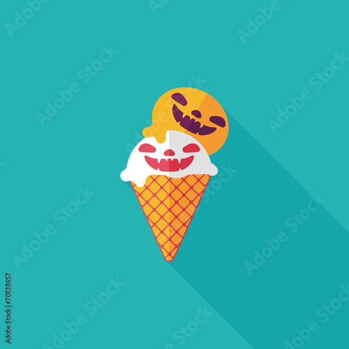 Halloween ice cream flat icon with long shadow,eps10