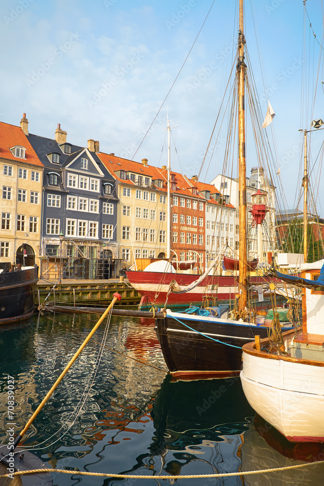 Fototapeta premium The boats and ships in Nyhavn, Copenhagen.
