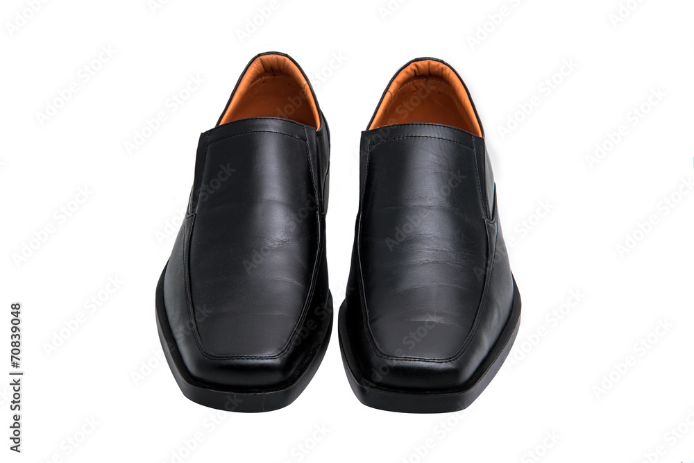 Black glossy man shoes isolated