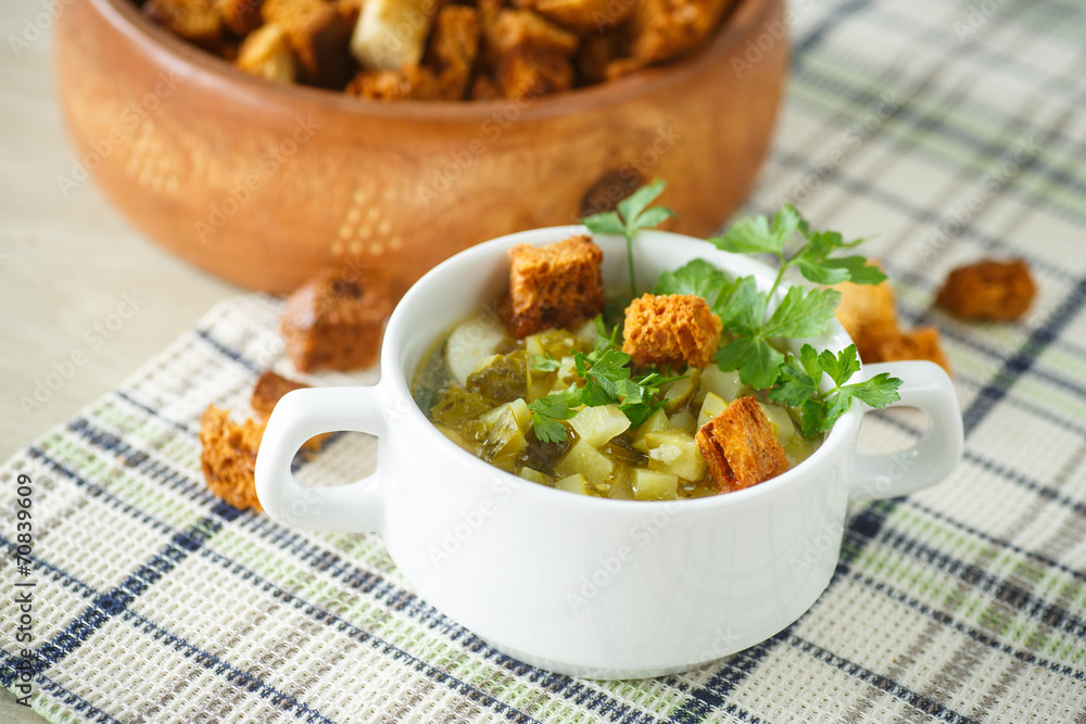 vegetable soup with pickled cucumbers vegetable soup with pickled cucumbers