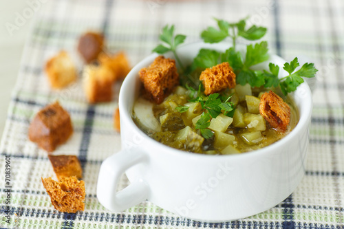 vegetable soup with pickled cucumbers