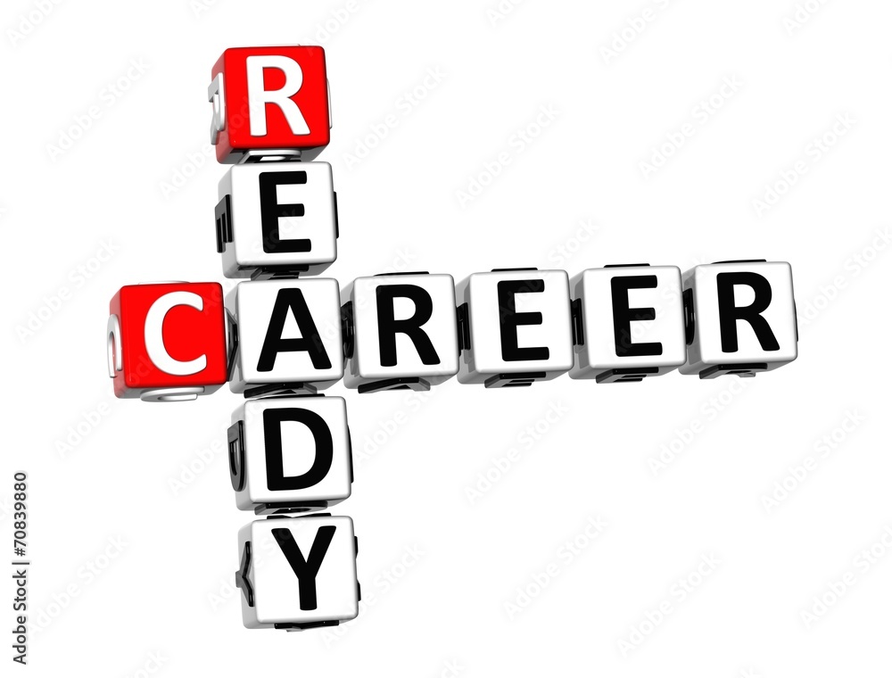 3D Crossword Ready Career on white background 3D Crossword Ready Career on white background