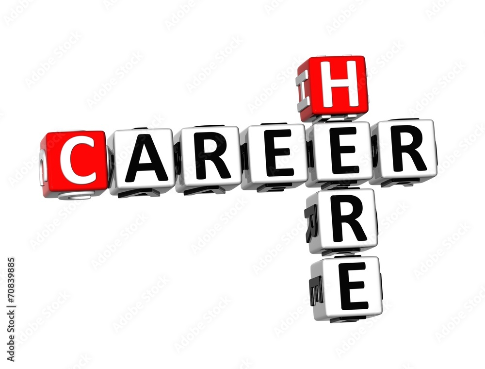 3D Crossword Career Here on white background 3D Crossword Career Here on white background