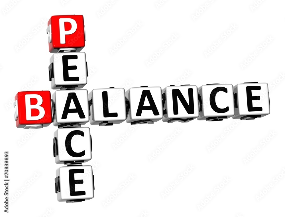 3D Crossword Balance Peace on white background 3D Crossword Balance Peace on white background