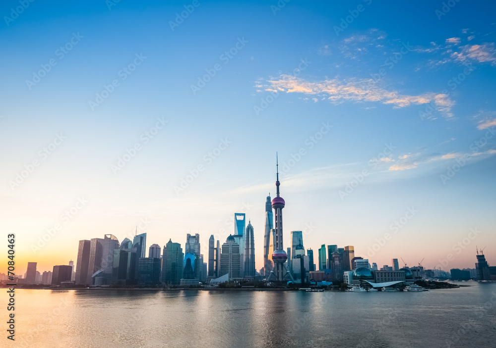 shanghai skyline in sunrise