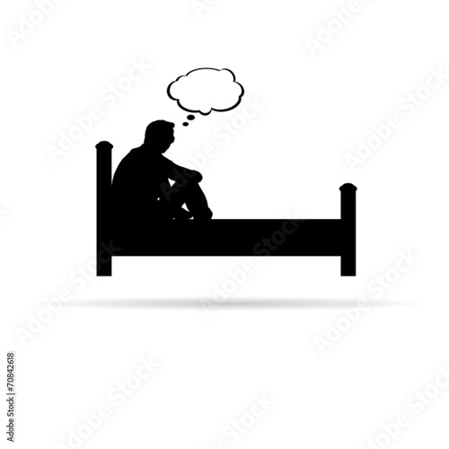 man on bed black vector silhouette