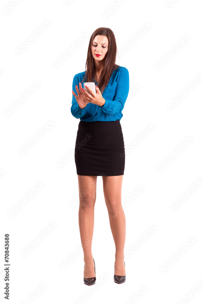 Business woman using mobile phone isolated Business woman using mobile phone isolated