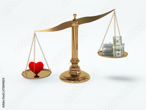 Canvas Print Love more precious than money