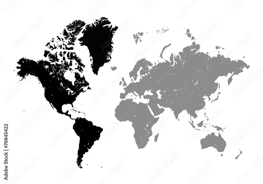 World Map on white background. north and south america World Map on white background. north and south america