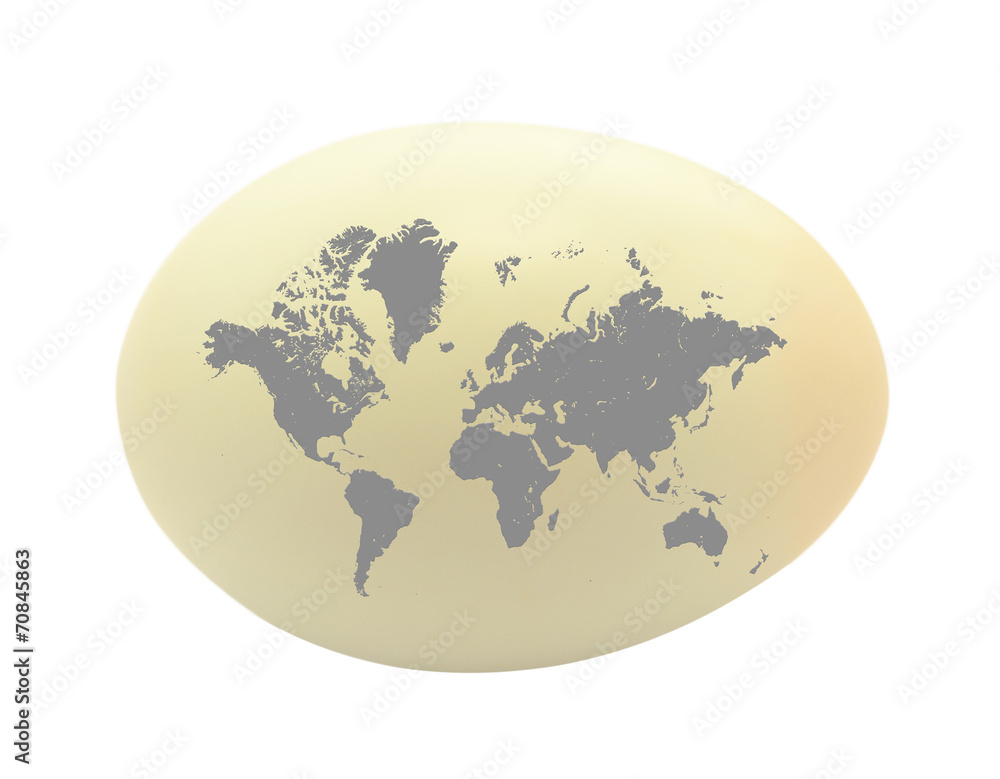 egg on white background and world map