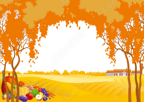 Vector Thanksgiving and Autumn landscape