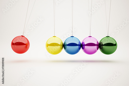 colorful of Newton's cradle
