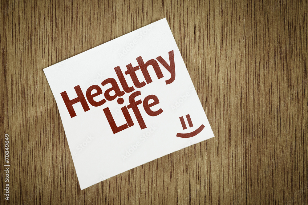 Healthy Life on Paper Note with texture background Healthy Life on Paper Note with texture background