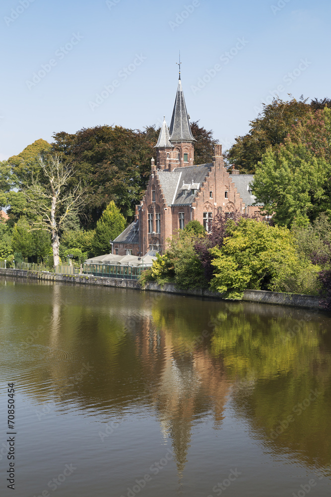 Minnewater lake. It is a canalized lake in Bruges, Belgium Minnewater lake. It is a canalized lake in Bruges, Belgium