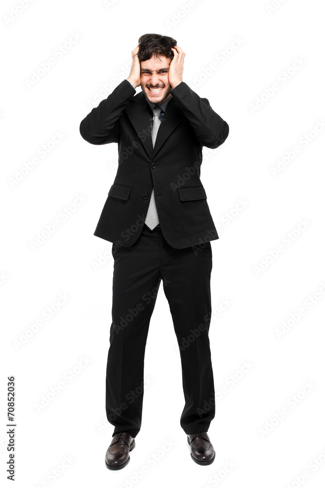 Desperate businessman portrait full length Desperate businessman portrait full length