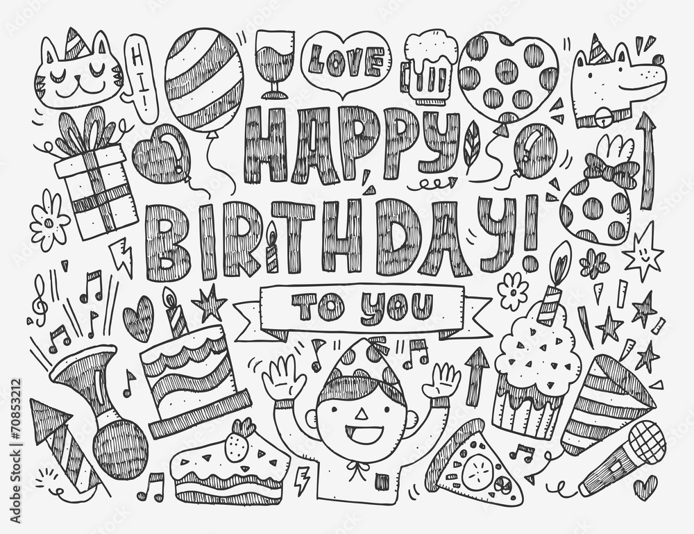 Doodle Birthday party background Doodle Birthday party background