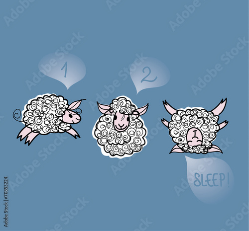 SLEEP! / Sketch of Three adorable sheep