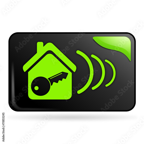 alarme de maison sur bouton web rectangle vert