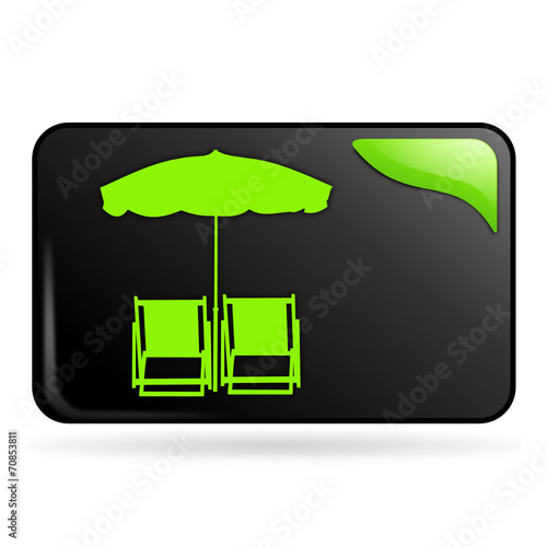 vacances à la plage sur bouton web rectangle vert