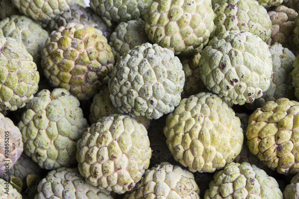 Pile of custard apples in the market Pile of custard apples in the market
