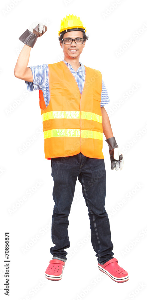 Man with hard hat online