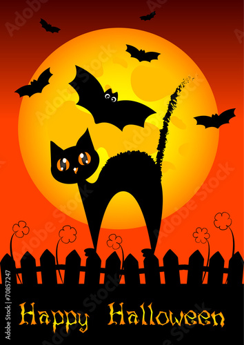 Holiday illustration on theme of Halloween. Trick or treat