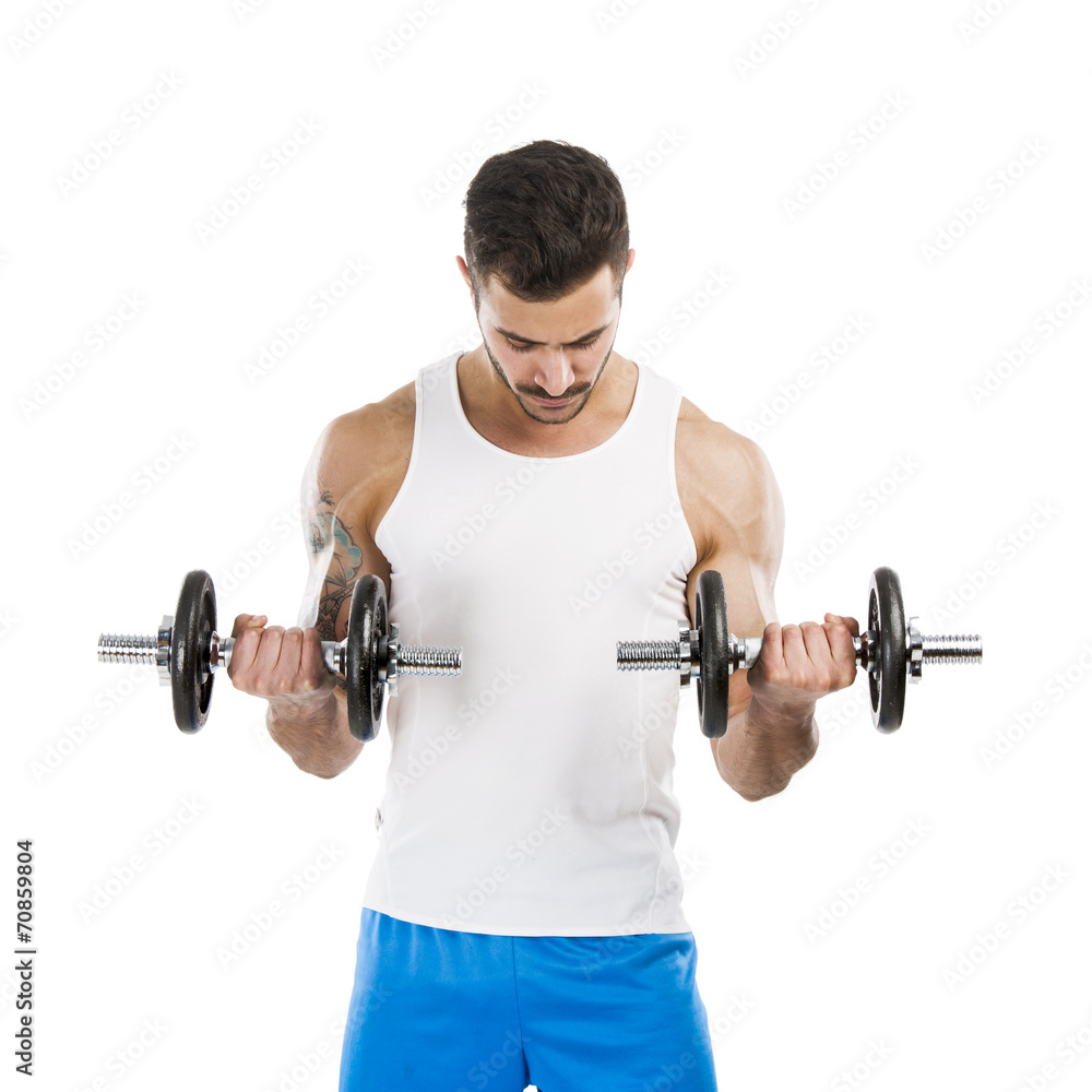 Athletic man lifting weights Athletic man lifting weights