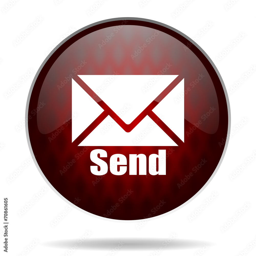 send red glossy web icon on white background. send red glossy web icon on white background.