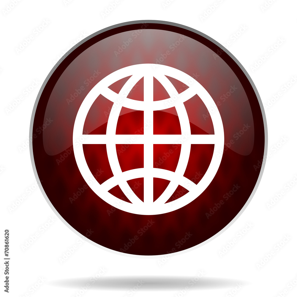 earth red glossy web icon on white background.