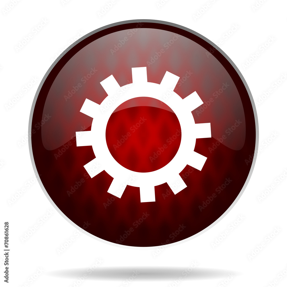 gear red glossy web icon on white background. gear red glossy web icon on white background.