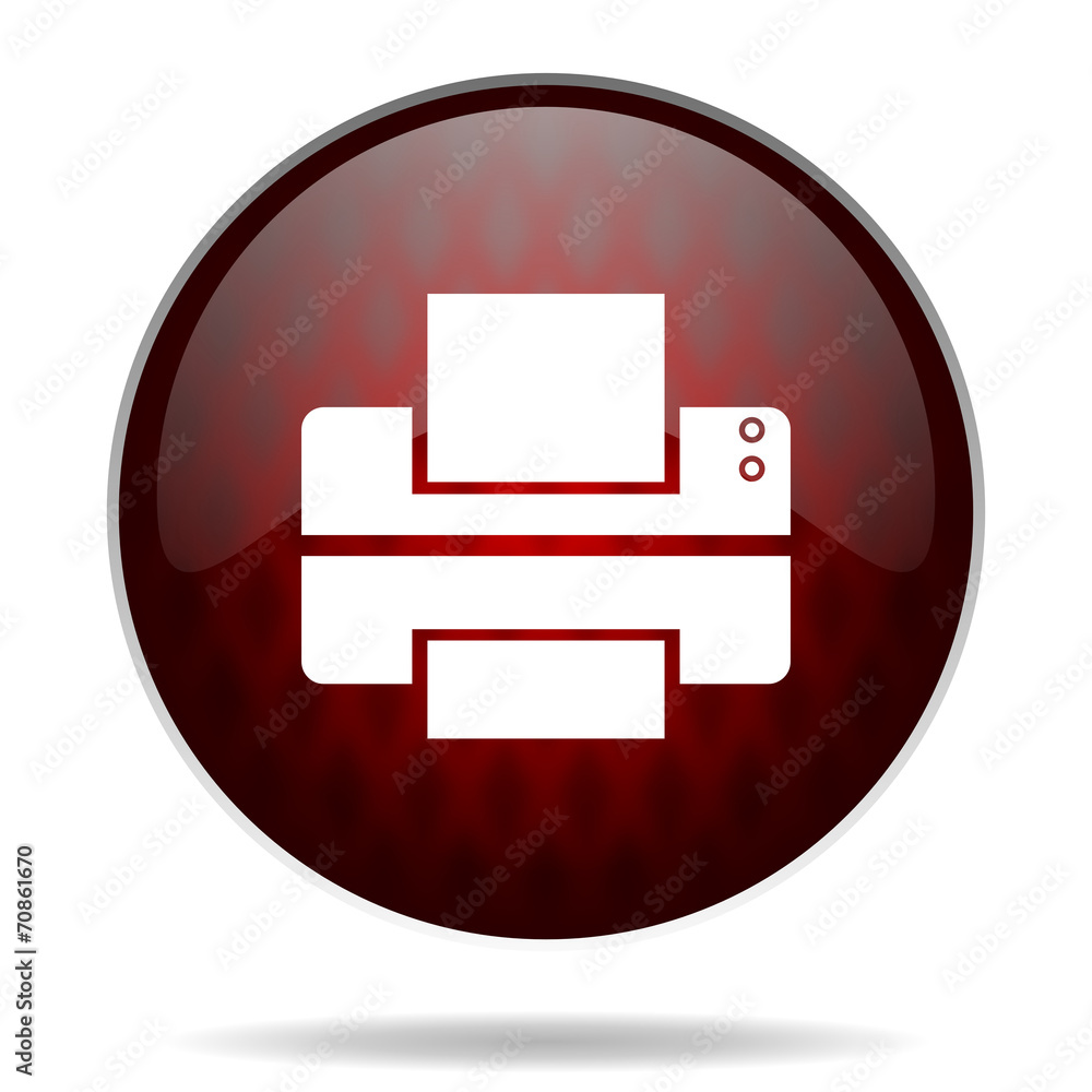 printer red glossy web icon on white background. printer red glossy web icon on white background.