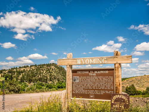 Visit Cheyenne Wyoming travel USA state border welcome sign photo