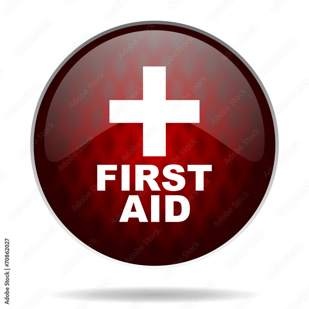 first aid red glossy web icon on white background. first aid red glossy web icon on white background.