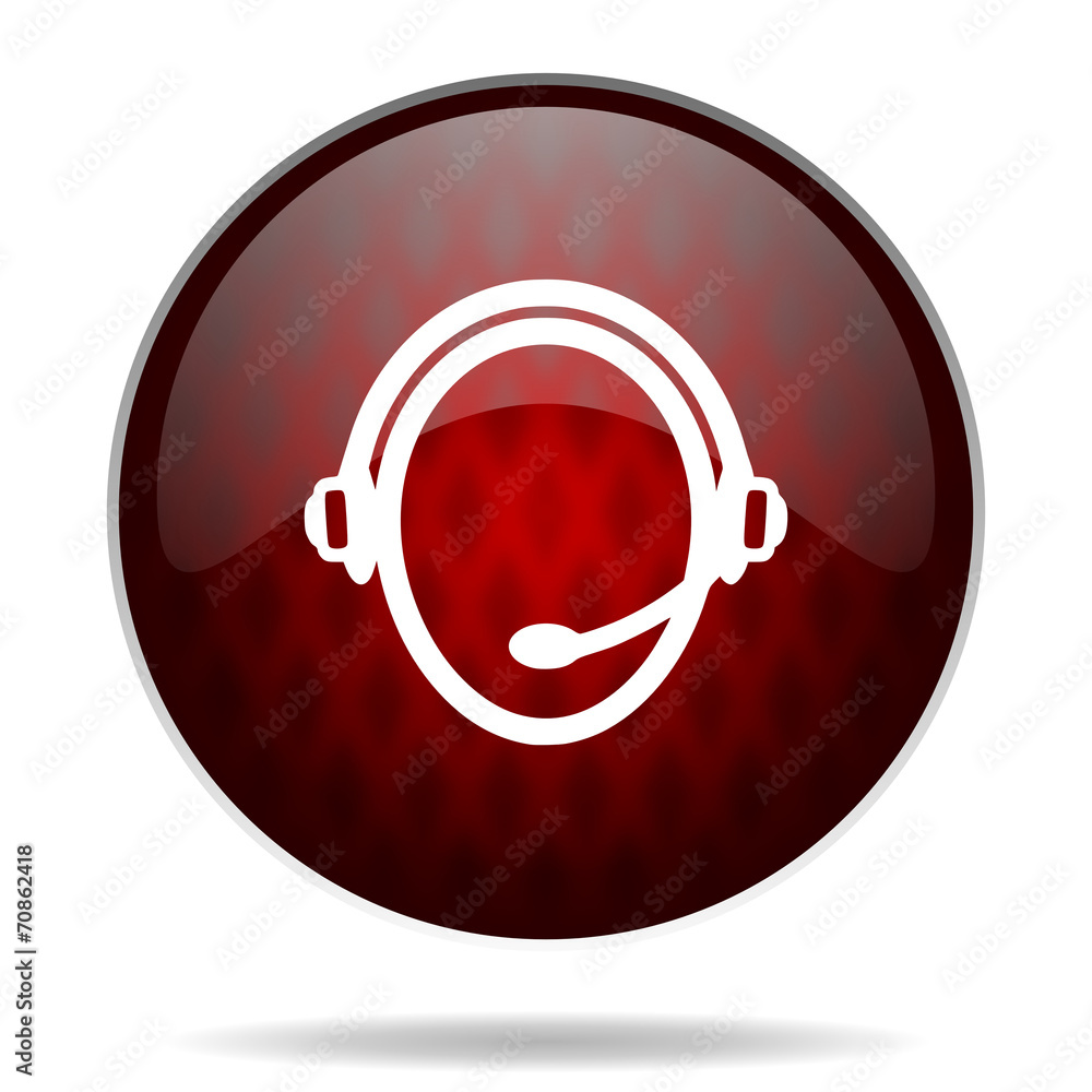 customer service red glossy web icon on white background. customer service red glossy web icon on white background.