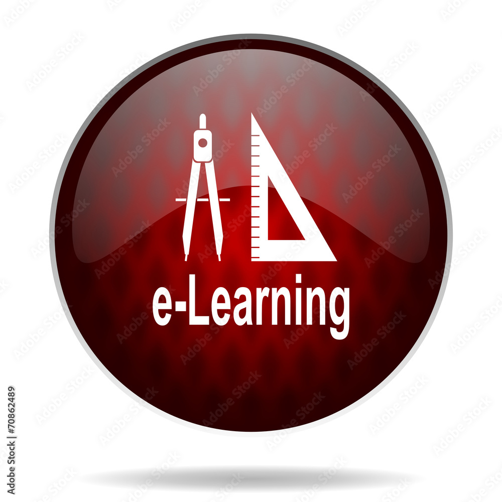 larning red glossy web icon on white background. larning red glossy web icon on white background.