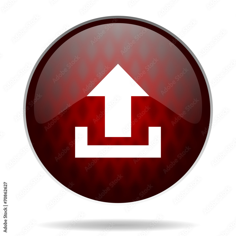upload red glossy web icon on white background. upload red glossy web icon on white background.