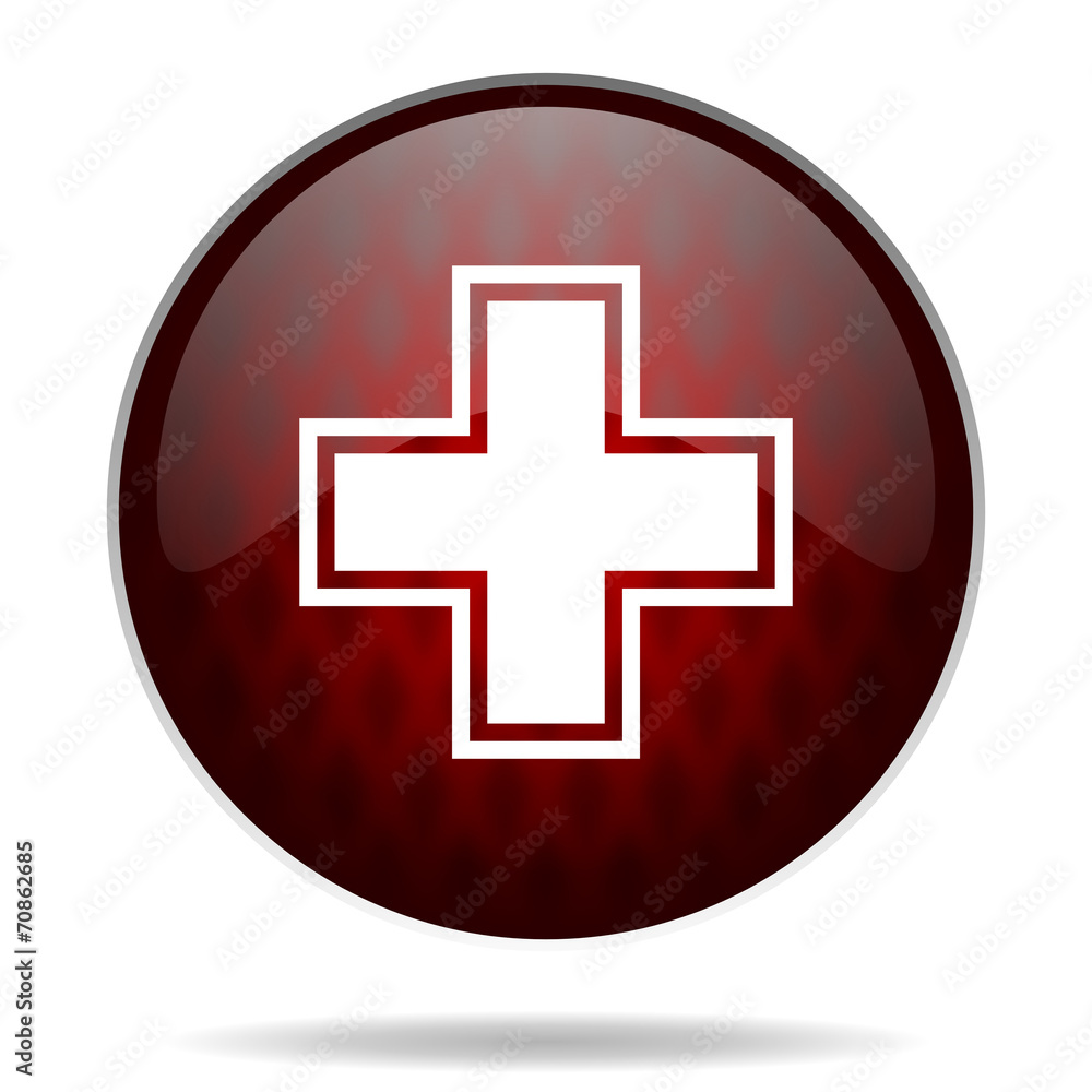 Obraz premium pharmacy red glossy web icon on white background.