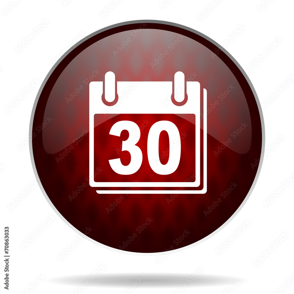 calendar red glossy web icon on white background. calendar red glossy web icon on white background.