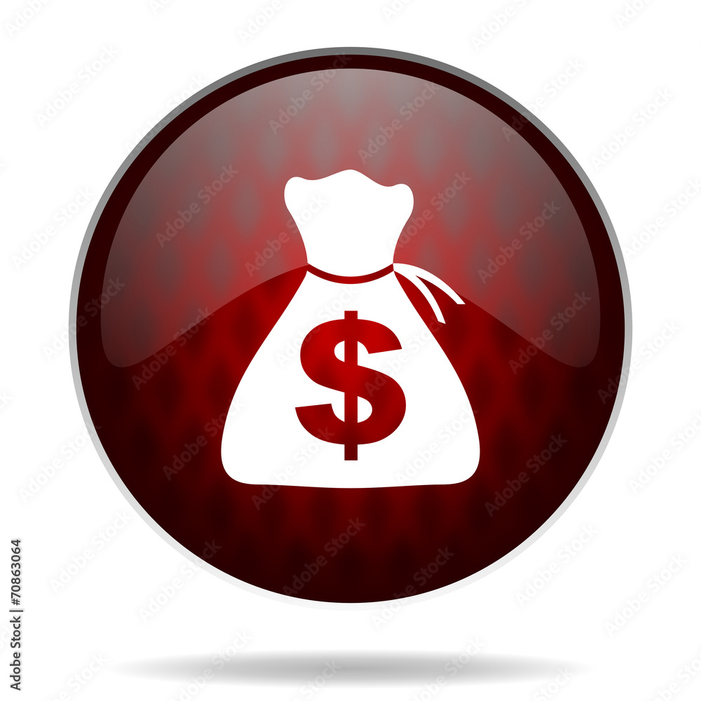 money red glossy web icon on white background. money red glossy web icon on white background.