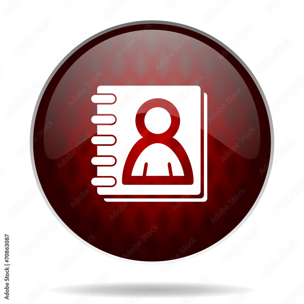 address book red glossy web icon on white background. address book red glossy web icon on white background.