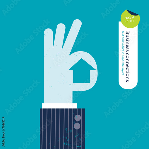 Ok hand with a house