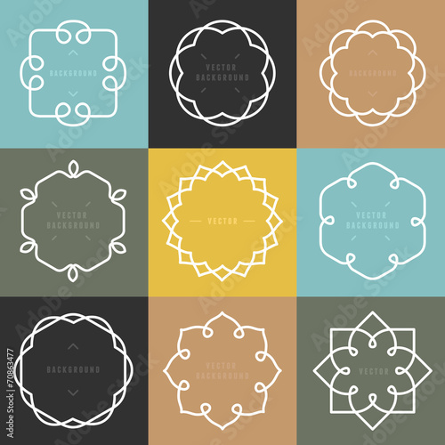 Vector set of outline emblems and badges