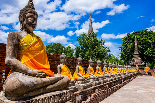Thailand, row of Buddha images in Ayutthaya old Temple photo