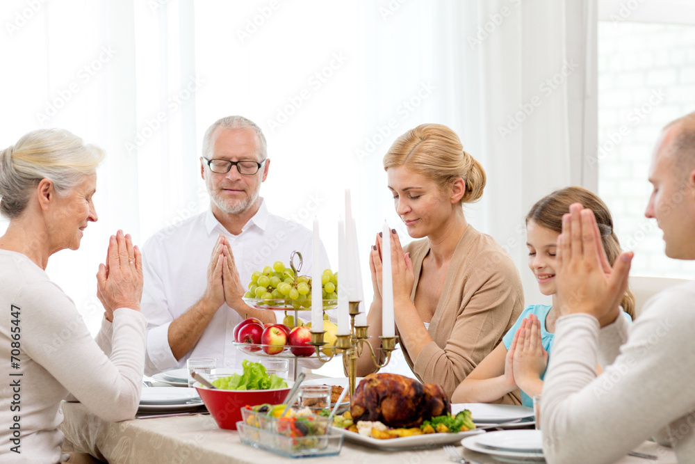 smiling family having holiday dinner at home smiling family having holiday dinner at home