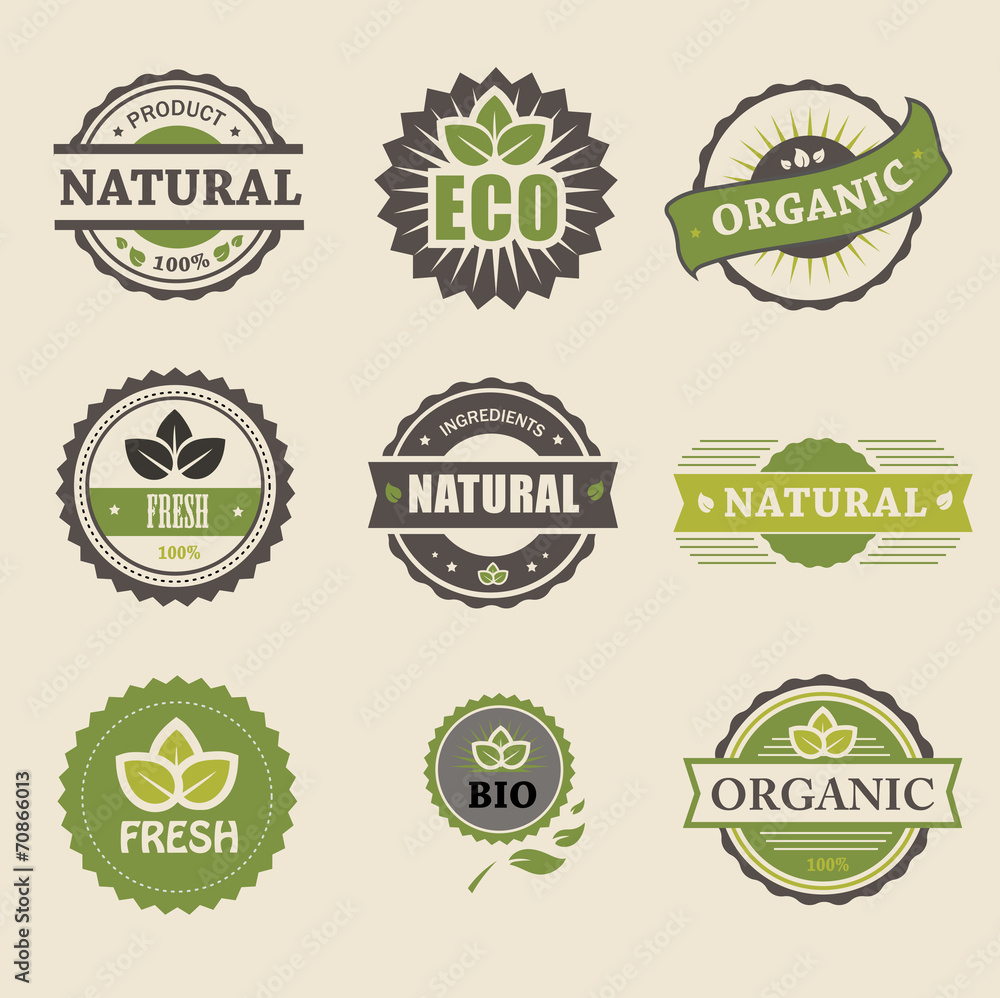 Ecology, organic icon set. Eco-icons - obrazy, fototapety, plakaty 