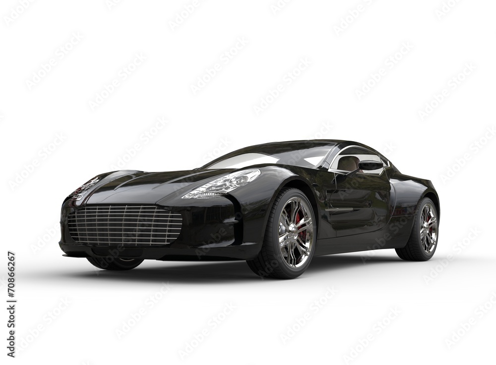 Black luxury sports car on white background